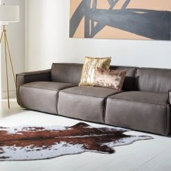 Safavieh Living Room Elessia 3 Seater Leather Sofa