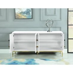 Best Master Furniture Harper Lacquer Buffet With Gold Legs