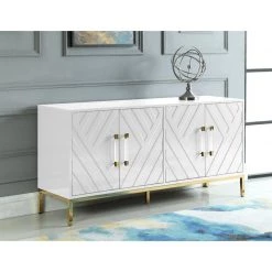 Best Master Furniture Harper Lacquer Buffet With Gold Legs