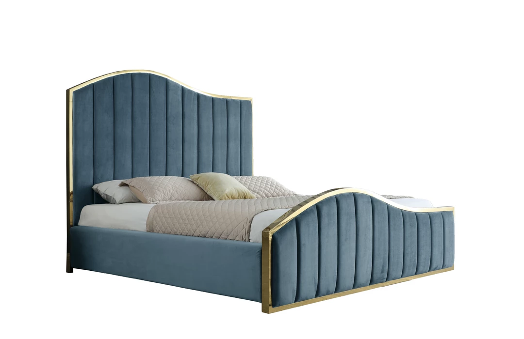 Meridian Furniture Jolie Velvet Bed Bedroom