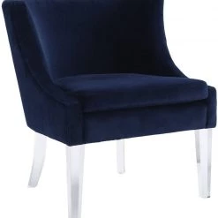 TOV Living Room Myra Blue Accent Velvet Chair