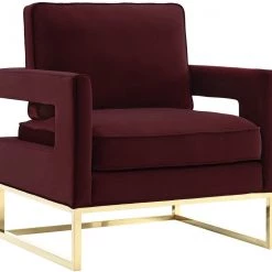 TOV Living Room Avery Velvet Accent Chair With Gold Legs