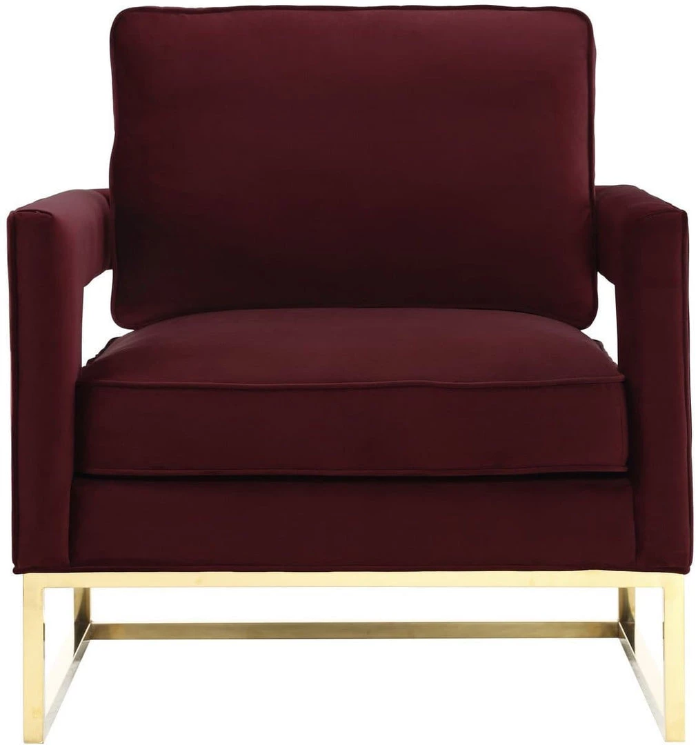 TOV Living Room Avery Velvet Accent Chair With Gold Legs