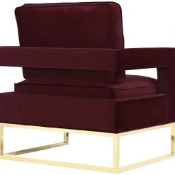 TOV Living Room Avery Velvet Accent Chair With Gold Legs