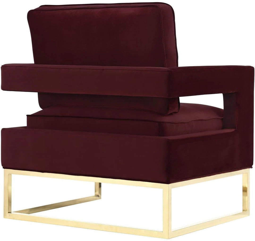 TOV Living Room Avery Velvet Accent Chair With Gold Legs