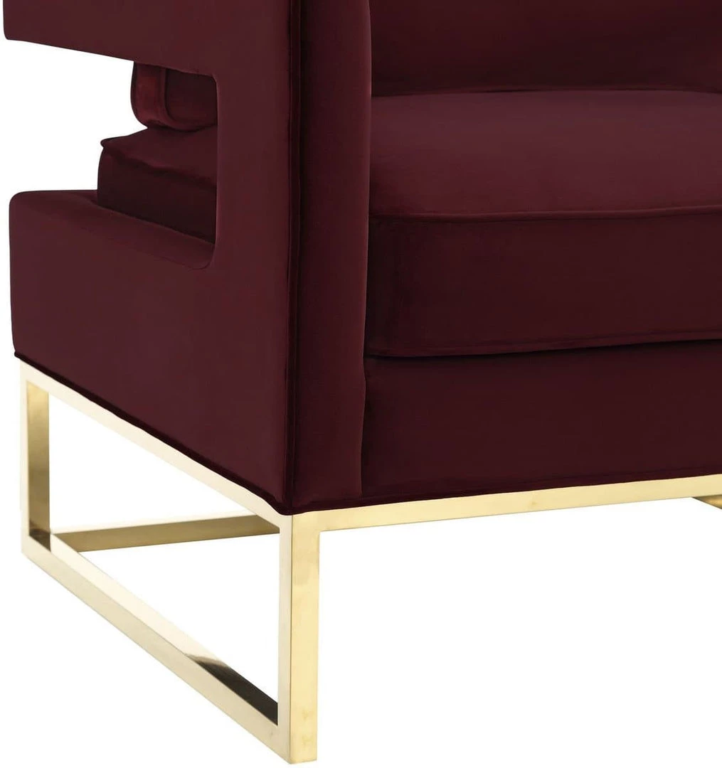 TOV Living Room Avery Velvet Accent Chair With Gold Legs