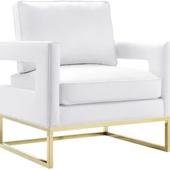 TOV Living Room Avery Velvet Accent Chair With Gold Legs