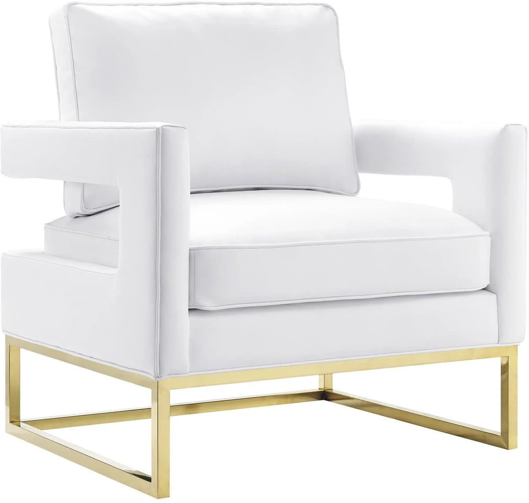 TOV Living Room Avery Velvet Accent Chair With Gold Legs