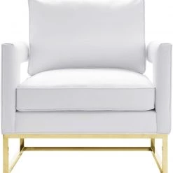 TOV Living Room Avery Velvet Accent Chair With Gold Legs