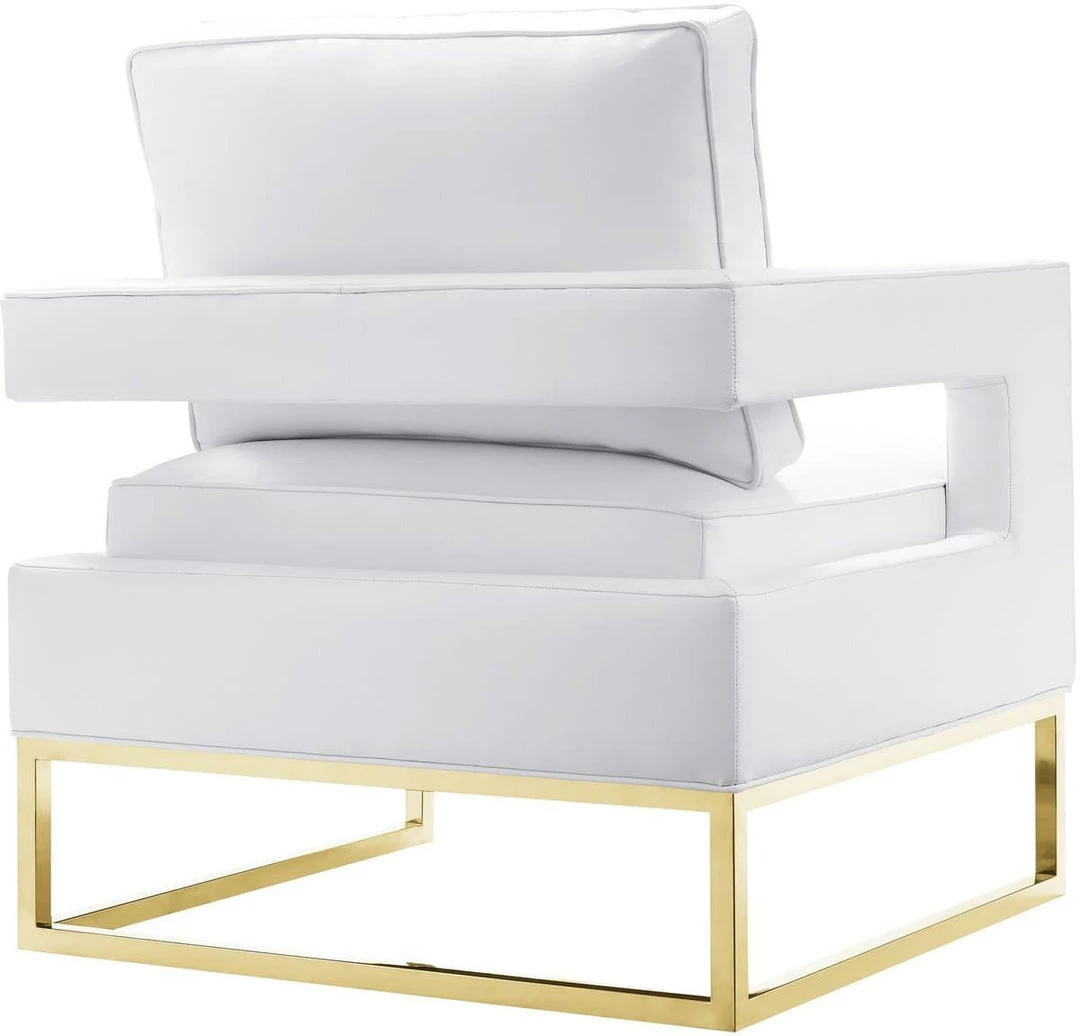 TOV Living Room Avery Velvet Accent Chair With Gold Legs