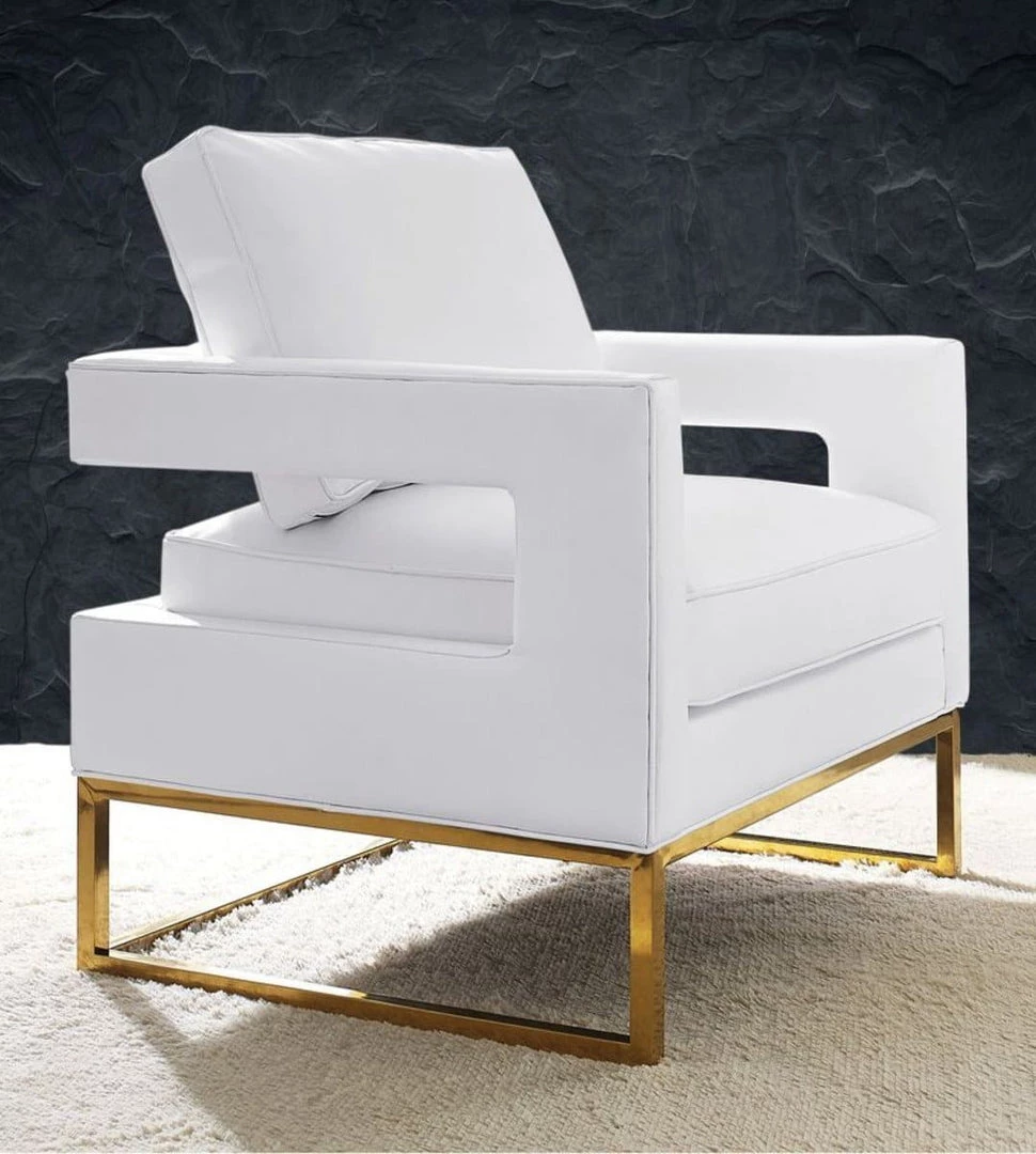 TOV Living Room Avery Velvet Accent Chair With Gold Legs