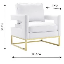 TOV Living Room Avery Velvet Accent Chair With Gold Legs