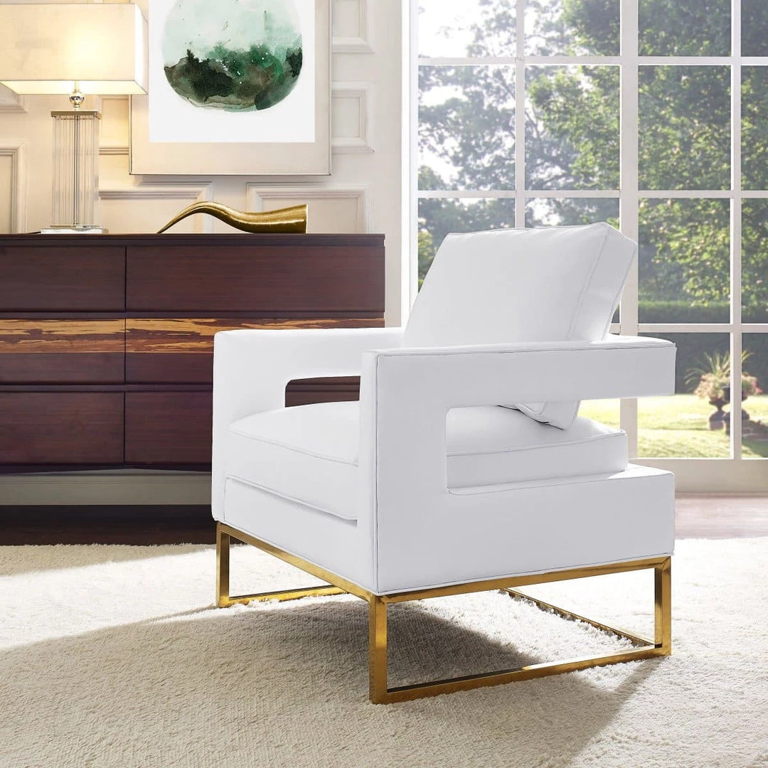 TOV Living Room Avery Velvet Accent Chair With Gold Legs