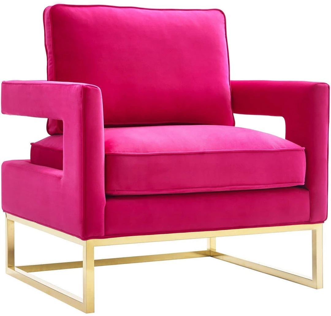 TOV Living Room Avery Velvet Accent Chair With Gold Legs
