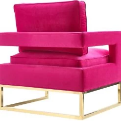 TOV Living Room Avery Velvet Accent Chair With Gold Legs
