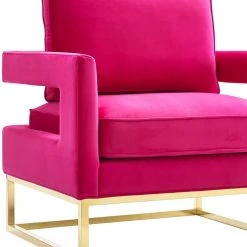 TOV Living Room Avery Velvet Accent Chair With Gold Legs