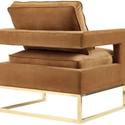 TOV Living Room Avery Velvet Accent Chair With Gold Legs