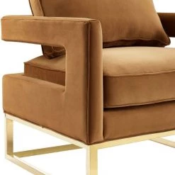 TOV Living Room Avery Velvet Accent Chair With Gold Legs