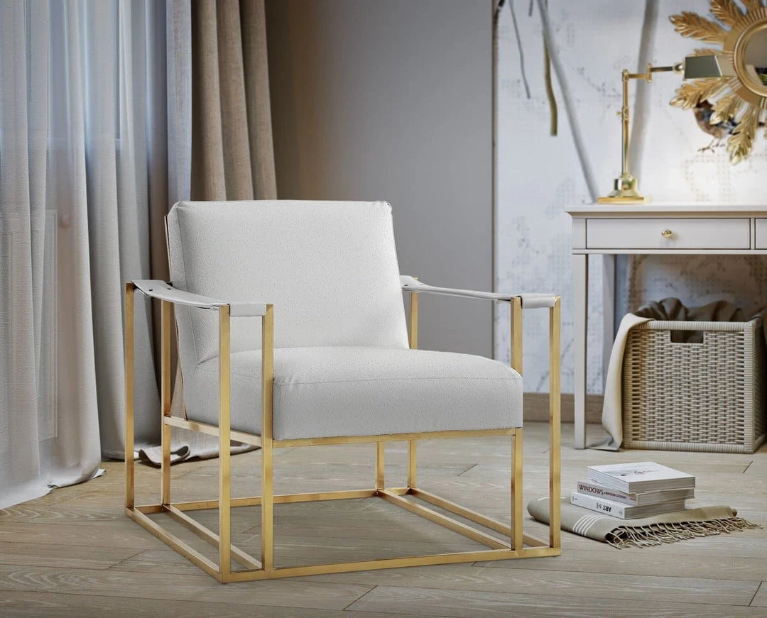 TOV Baxter Ostrich Print Chair In Cream