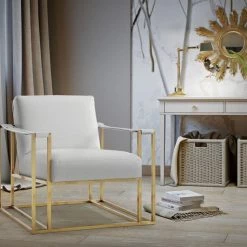 TOV Baxter Ostrich Print Chair In Cream