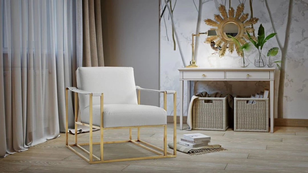 TOV Baxter Ostrich Print Chair In Cream