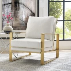 TOV Living Room Mott Textured Chair In Pearl