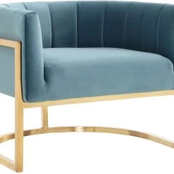 TOV Magnolia Velvet Accent Chair Gold Base