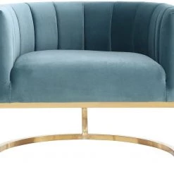 TOV Magnolia Velvet Accent Chair Gold Base