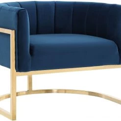 TOV Magnolia Velvet Accent Chair Gold Base