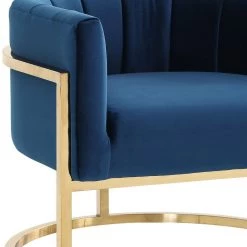 TOV Magnolia Velvet Accent Chair Gold Base