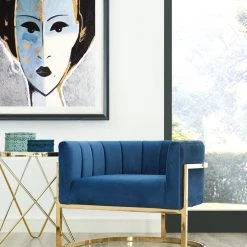 TOV Magnolia Velvet Accent Chair Gold Base