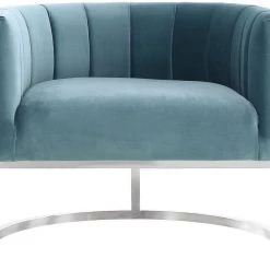 TOV Living Room Magnolia Accent Chair Silver Base