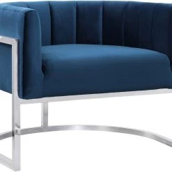 TOV Living Room Magnolia Accent Chair Silver Base