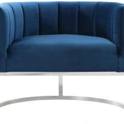 TOV Living Room Magnolia Accent Chair Silver Base
