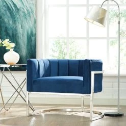 TOV Living Room Magnolia Accent Chair Silver Base