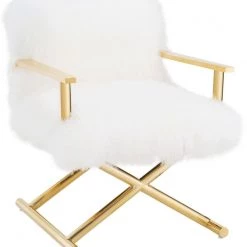 TOV Living Room Jodi White Sheepskin Chair