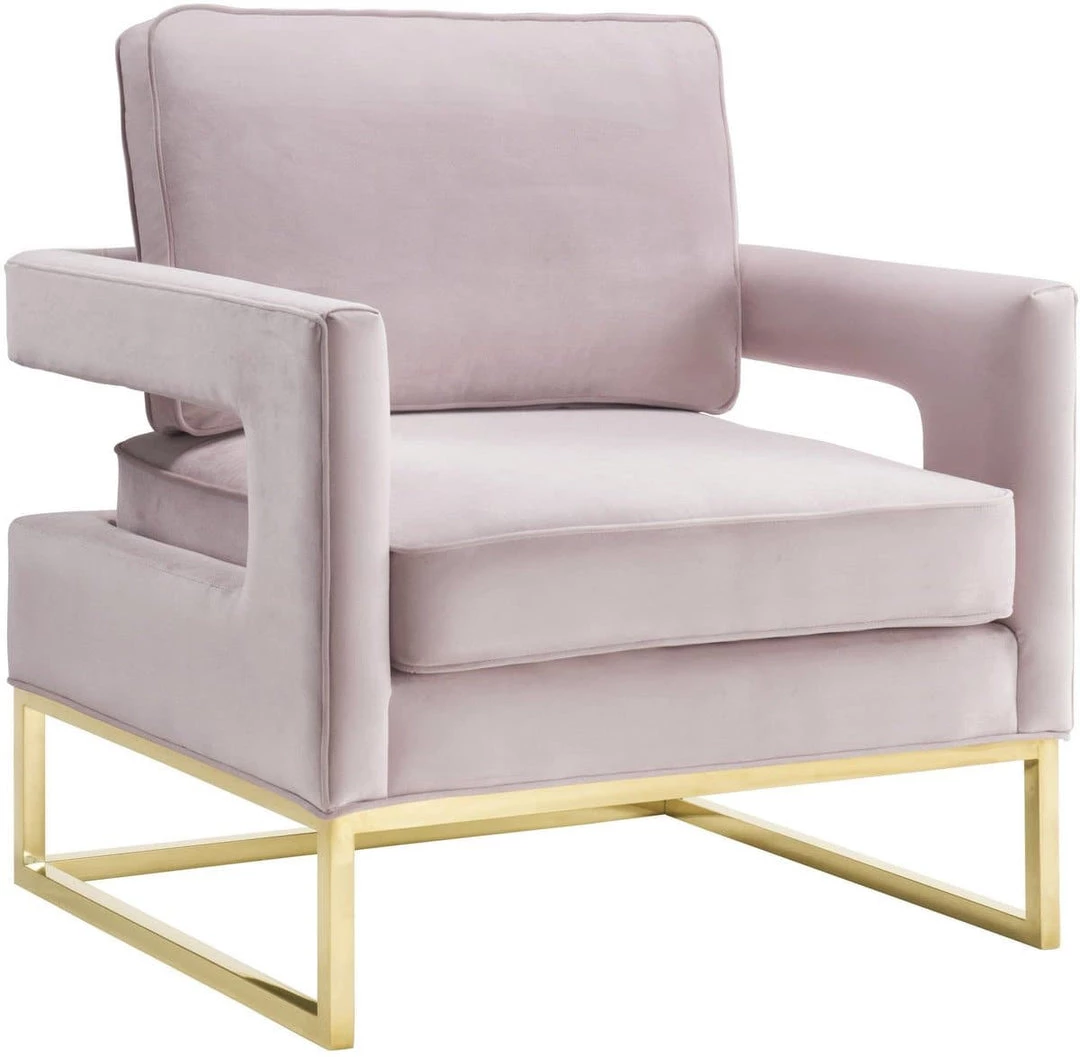 TOV Living Room Avery Velvet Accent Chair With Gold Legs