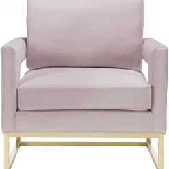 TOV Living Room Avery Velvet Accent Chair With Gold Legs