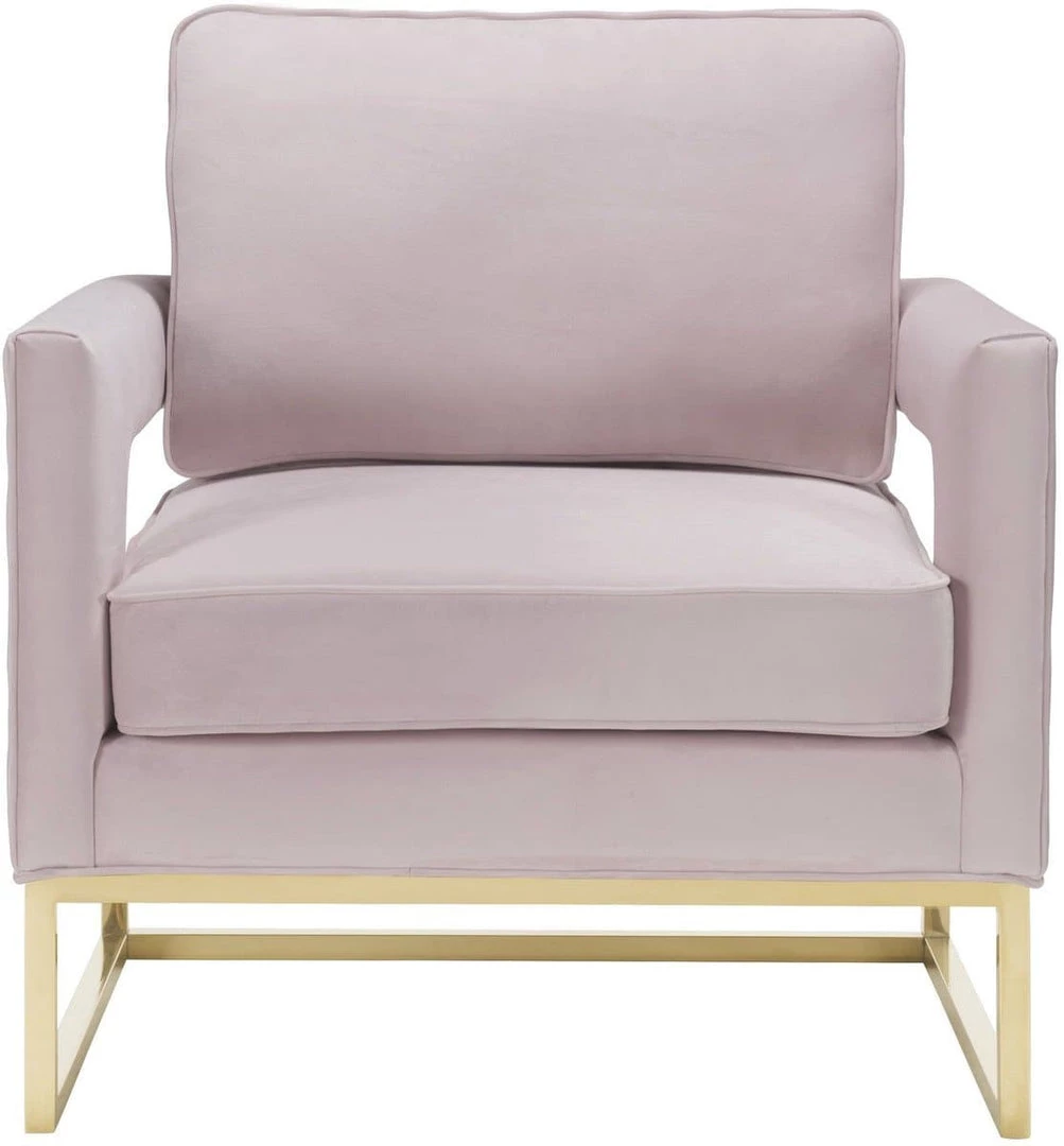 TOV Living Room Avery Velvet Accent Chair With Gold Legs