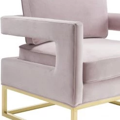 TOV Living Room Avery Velvet Accent Chair With Gold Legs