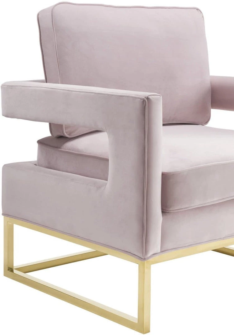 TOV Living Room Avery Velvet Accent Chair With Gold Legs
