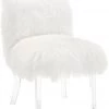 TOV Sophie White Sheepskin Lucite Accent Chair