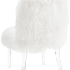 TOV Sophie White Sheepskin Lucite Accent Chair