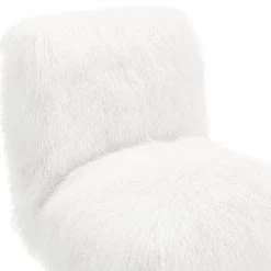TOV Sophie White Sheepskin Lucite Accent Chair