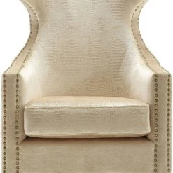 TOV Living Room Gramercy Gold Croc Velvet Wing Chair