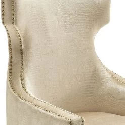 TOV Living Room Gramercy Gold Croc Velvet Wing Chair