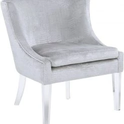 TOV Living Room Myra Accent Silver Croc Chair