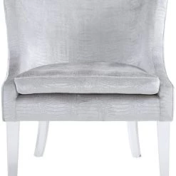 TOV Living Room Myra Accent Silver Croc Chair