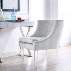 TOV Living Room Myra Accent Silver Croc Chair