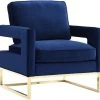 TOV Living Room Avery Velvet Accent Chair With Gold Legs